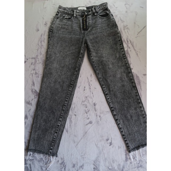 Pacsun Women's Acid‎ Wash Black Vintage Icon Raw Hem Denim Jeans. Size 25 - Picture 2 of 10